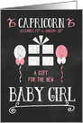 Gift for Capricorn Girl Born Dec 23 to Jan 20th Pink Chalkboard card