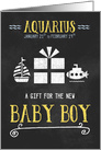 Gift for Aquarius Boy Born Jan 21st to Feb 19th Blue Chalkboard card