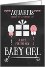 Gift for Aquarius New Baby Girl Pink Chalkboard Jan 21 to Feb 19 card