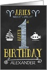 Aries Baby Boy’s 1st Birthday March 21st to April 19th Zodiac card