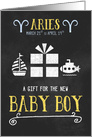 Gift for Aries Boy Born March 21st to April 19th Blue Chalkboard card