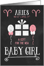 Gift for Aries Baby Girls Born March 21st thru April 19th Pink Chalk card