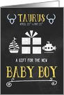 Gift for Taurus Boy Born April 21st to May 21st Blue Chalkboard card