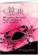 Cancer Birthday for Her Pink and Black Feminine Zodiac card