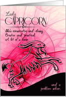 Capricorn Birthday for Her Pink and Black Feminine Zodiac card