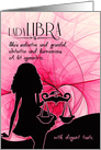 Lady Libra Pink and Black Zodiac Blank All Occasion card