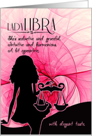 Libra Birthday for Her Pink and Black Feminine Zodiac card