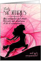 Sagittarius Birthday for Her Pink and Black Feminine Zodiac card
