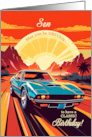 for Son Birthday Classic Car Retro 70s Theme card