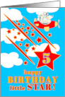 5th Birthday Little Star Cute Animals in a Plane Red Blue and Yellowre card