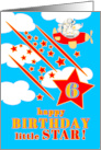 6th Birthday Little Star Cute Animals in a Plane Red Blue and Yellow card