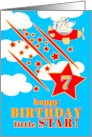 7th Birthday Little Star Cute Animals in a Plane Red Blue and Yellow card