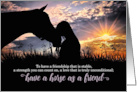 Friendship Day Horse and Cowgirl at Sunset card