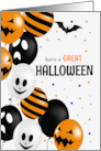 Fun Halloween Balloons Bats and Polka Dots card