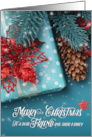 for Friend and Family Christmas Cheer Blue and Red Holiday Decor card