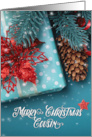 for Cousin Christmas Cheer Blue and Red Holiday Decor card