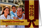 Christmas 2023 Red and Gold Plaid with Photo and Name card