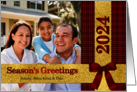 Christmas 2024 Red and Gold Plaid with Photo and Name card