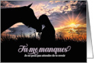 Tu me manques French Miss You Cowgirl and Horse card