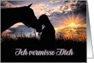 German Miss You Cowgirl and Horse Ich vermisse Dich Blank card