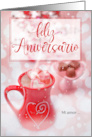 Aniversario Feliz Spanish Anniversary Warm Cocoa Treats card