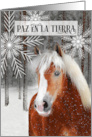 Spanish Language Peace on Earth Winter Horse in the Woods card