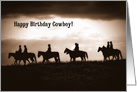 Cowboy’s Birthday Sepia Toned Western Ride on Horseback card