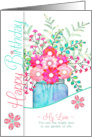 for Life Partner’s Birthday Bright Illustrated Floral Bouquet card