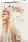 Matron of Honor Request Peach and Golden Gown card