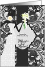 Maid of Honor Request Black and White Bride Custom Name card