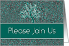 Business Party Invitation Teal and Silver Gray with Oak card