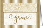 Grazie Italian Thank You Elegance in Gold and Cream Blank card