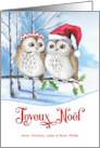 French Christmas Joyeux Noel Woodland Owls Custom card