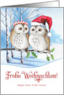 German Christmas Frohe Weihnachten Winter Owls Custom card