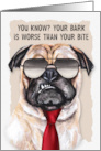 for Boss Birthday Funny Grumpy Pug Dog in Sunglasses card