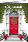 Spanish Wreath on the Door Christmas Felize Navidad card