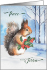 Italian Christmas Peace on Earth Theme Squirrel and Holly card