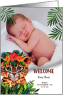 Baby Birth Announcement with Photo Gender Neutral Jungle Theme card