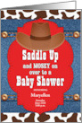 Western Cowboy Blue Baby Shower Invitation Custom card