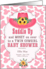 Pink Western Twin Cowgirls Baby Shower Invitation Custom card