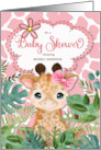 Pink Safari Giraffe Baby Shower Invitation Custom card