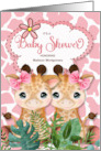 Twin Girl Pink Giraffe Jungle Themed Baby Shower Invitation card