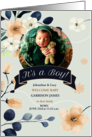 It’s a Boy Birth Announcement Blue and Yellow Blossoms Photo card