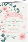 Congratulations on the Birth of a Daughter Peach Blossoms Custom card