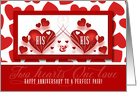 His and His Wedding Anniversary Two Red Hearts card