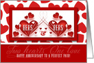 Lesbian Couple Anniversary Hers and Hers Red Hearts card