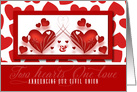 Civil Union Announcement with Two Red Hearts card