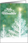 German Christmas Frhe Weihnachten White Pines with Holiday Stars card