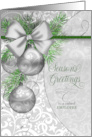 To a Valued Employee Season’s Greetings Silver Ornaments card