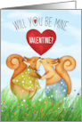Will You Be My Valentine Squirrels in Love card